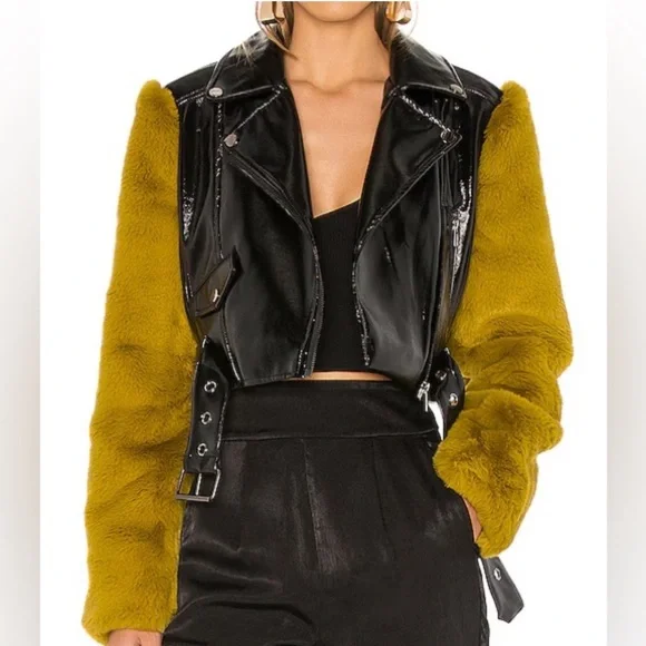 Camila Coelho Florencia Moto Jacket faux fur - Picture 2 of 10